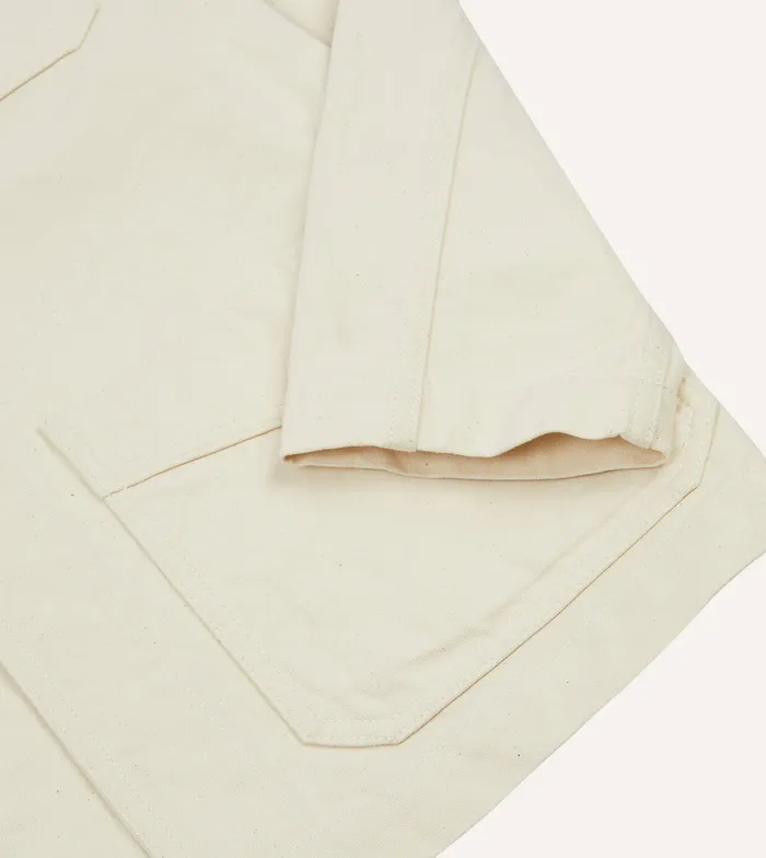 Drake039s Ecru Cotton Duck Canvas FivePocket Chore Jacket Men Coats and Jackets
