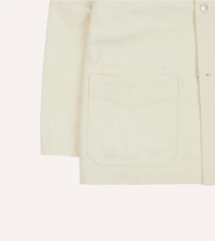 Drake039s Ecru Cotton Duck Canvas FivePocket Chore Jacket Men Coats and Jackets