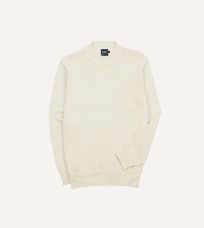 Drake039s Ecru Cotton Mock Neck Jumper Men Knitwear