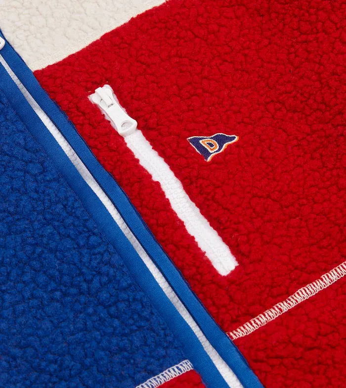 Drake039s Ecru Red And Blue Boucle Wool Zip Fleece Jacket Men Fleeces