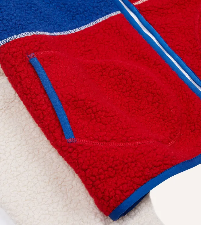 Drake039s Ecru Red And Blue Boucle Wool Zip Fleece Jacket Men Fleeces