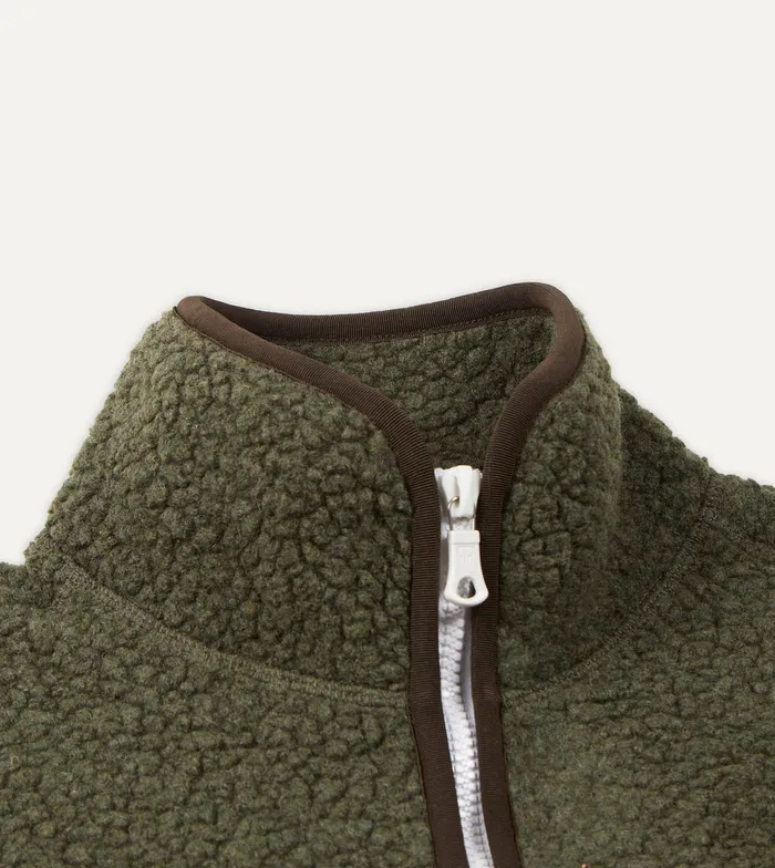 Drake039s Green Boucle Wool Zip Fleece Jacket Men Fleeces