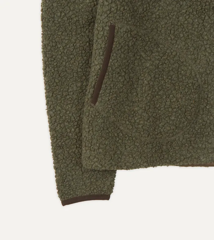 Drake039s Green Boucle Wool Zip Fleece Jacket Men Fleeces