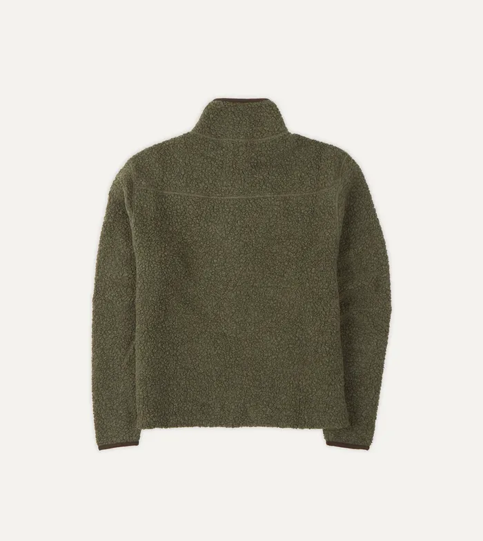 Drake039s Green Boucle Wool Zip Fleece Jacket Men Fleeces