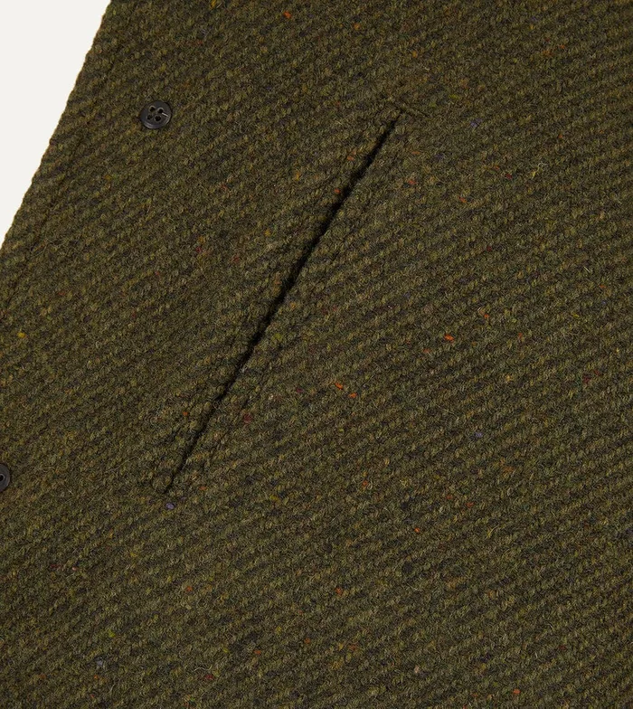 Drake039s Green Donegal Wool Twill Raglan Coat Men Coats and Jackets