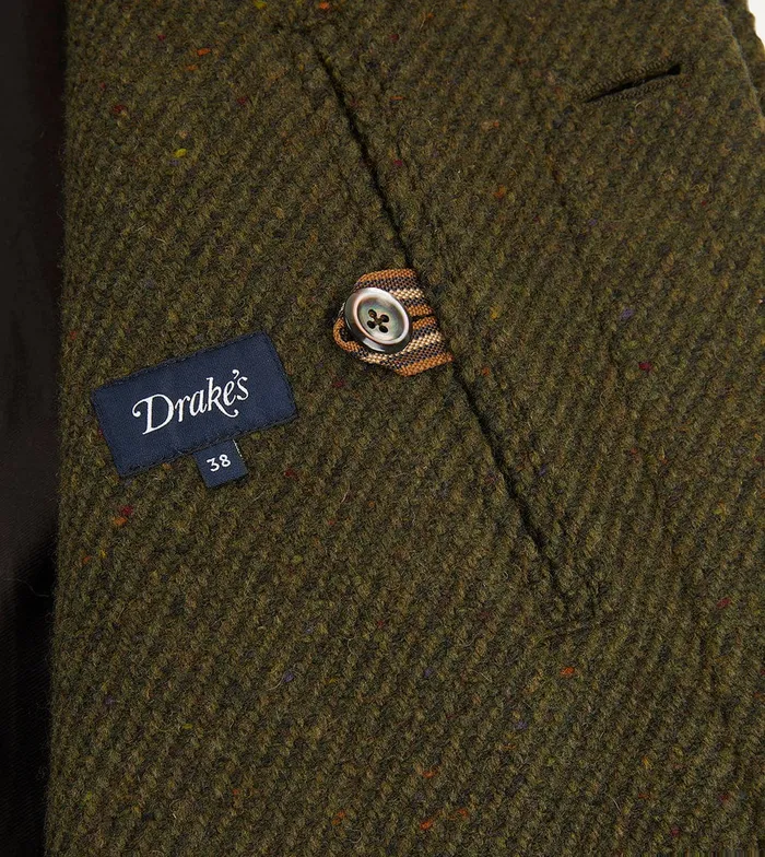 Drake039s Green Donegal Wool Twill Raglan Coat Men Coats and Jackets