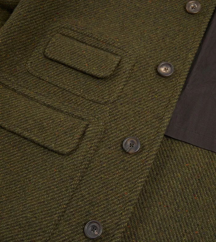 Drake039s Green Donegal Wool Twill Raglan Coat Men Coats and Jackets