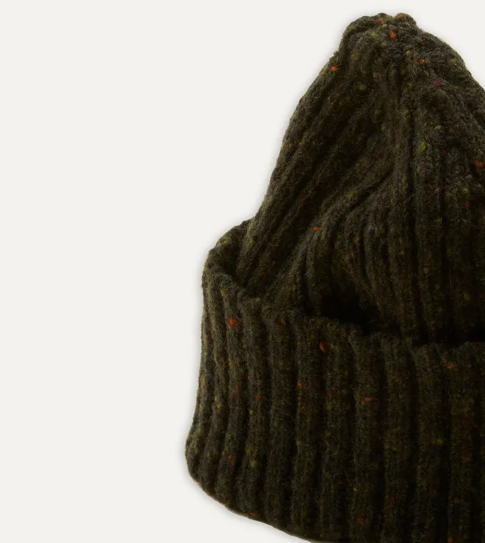 Drake039s Green Ribbed Merino Donegal Knit Cap Men Hats