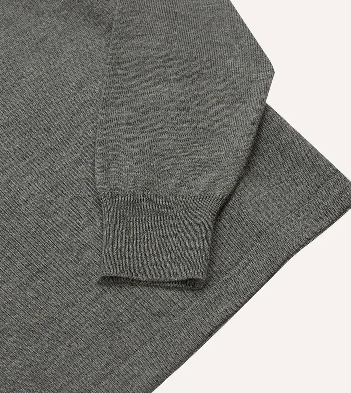 Drake039s Grey Merino Wool Knitted Rugby Shirt Men Knitwear