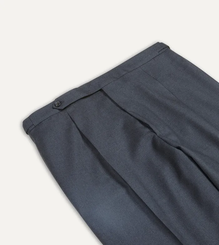Drake039s Grey Worsted Wool Single Pleat Trouser Men Trousers