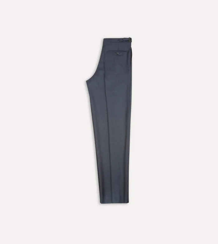 Drake039s Grey Worsted Wool Single Pleat Trouser Men Trousers