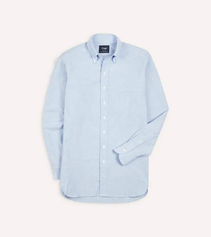 Drake039s Ice Blue Cotton Oxford Cloth ButtonDown Shirt Men Formal Shirts