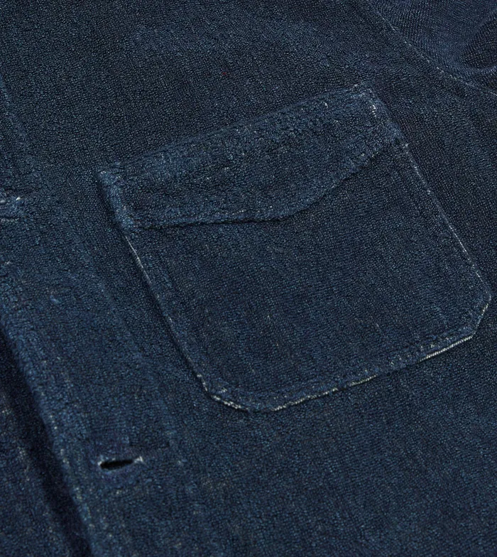 Drake039s Indigo Cotton Terry Towelling FivePocket Chore Jacket Men Coats and Jackets