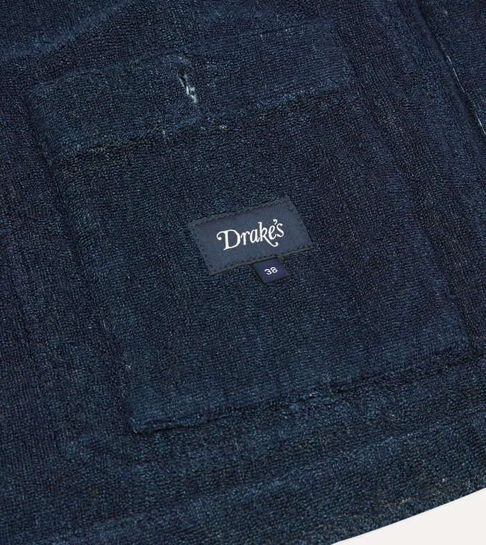 Drake039s Indigo Cotton Terry Towelling FivePocket Chore Jacket Men Coats and Jackets