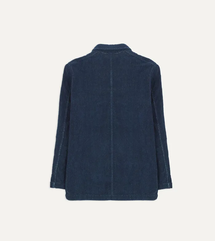 Drake039s Indigo Cotton Terry Towelling FivePocket Chore Jacket Men Coats and Jackets