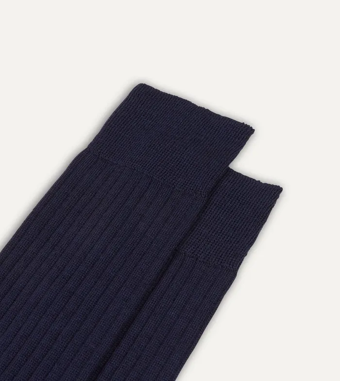 Drake039s Light Navy Wool OverTheCalf Socks Men Boxer Shorts and Socks