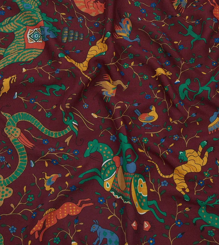 Drake039s Red Mythical Animals Print WoolSilk Bandana Men Bandanas