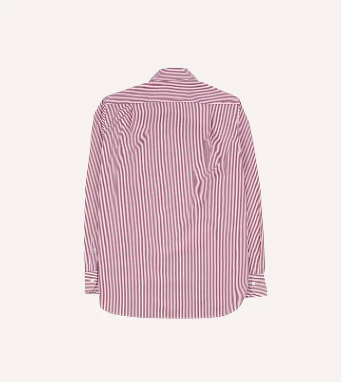 Drake039s Red Narrow Stripe Poplin Club Collar Shirt Men Striped Shirts