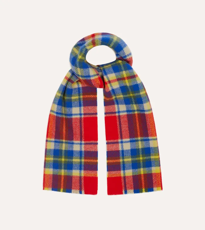 Drake039s Red Tartan Check Wool Scarf Men Scarves