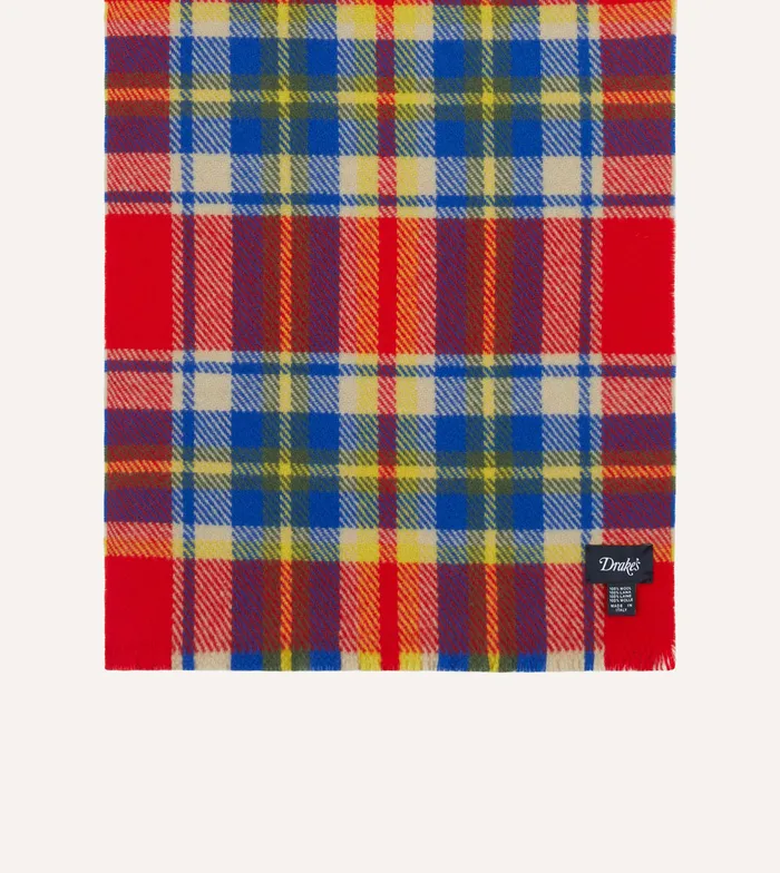 Drake039s Red Tartan Check Wool Scarf Men Scarves