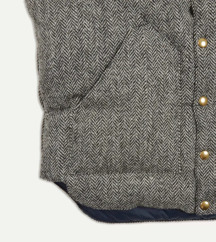 Drake039s Rocky Mountain Featherbed For Herringbone Harris Tweed Leather Christy Down Vest Men Coats and Jackets