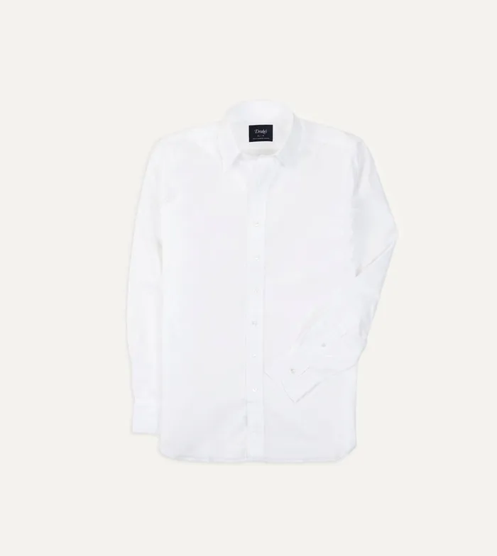 Drake039s White Pinpoint Oxford Cotton Cloth Long Point Collar Shirt Men Formal Shirts Drake039s White Pinpoint Oxford Cotton Cloth Long Point Collar Shirt Men Formal Shirts
