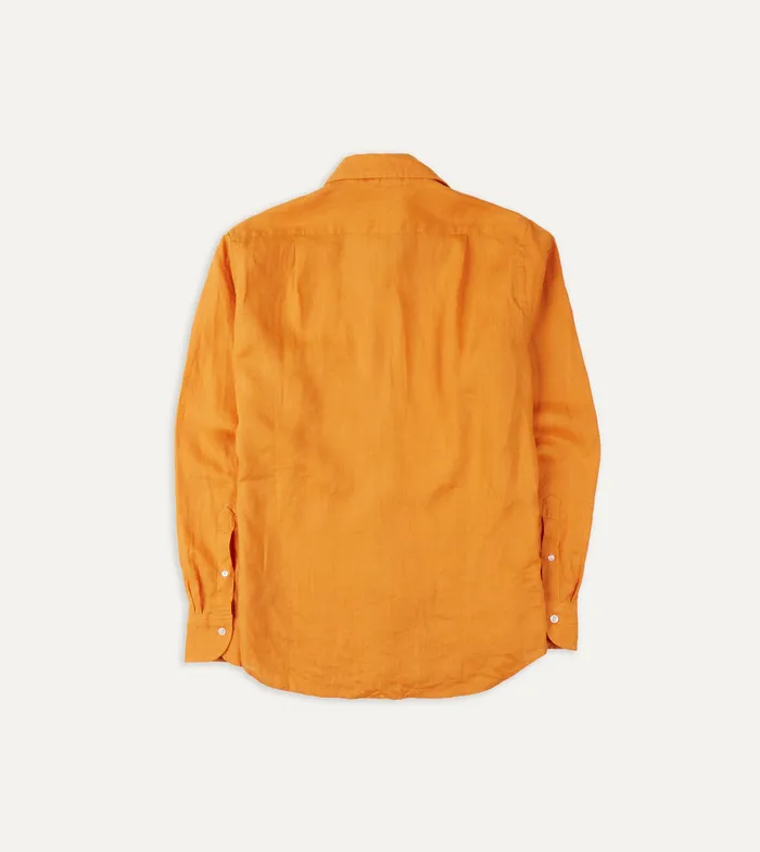Drake039s Yellow Linen Spread Collar Shirt Men Linen Shirts