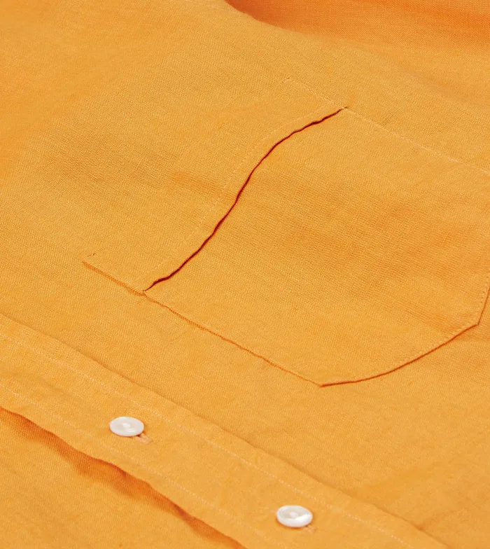 Drake039s Yellow Linen Spread Collar Shirt Men Linen Shirts