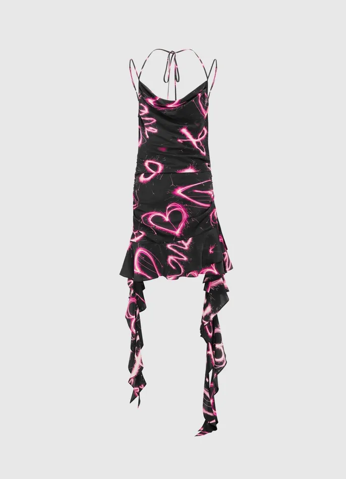 Dresses and Jumpsuits Women LEO LIN Alba Mini Dress 8211 Neon Heart Print