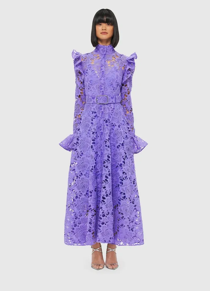 Dresses and Jumpsuits Women LEO LIN Aliyah Lace Butterfly Sleeve Midi Dress 8211 Lavender