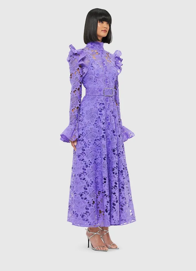 Dresses and Jumpsuits Women LEO LIN Aliyah Lace Butterfly Sleeve Midi Dress 8211 Lavender