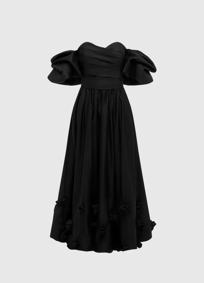 Dresses and Jumpsuits Women LEO LIN Miranda Rose Midi Dress 8211 Ebony