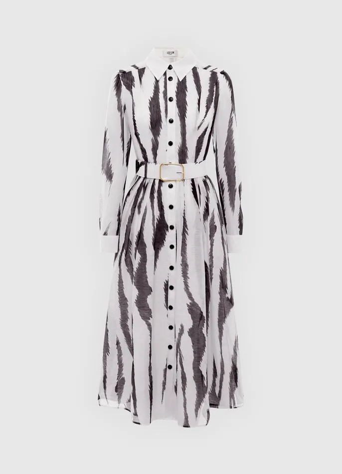 Dresses and Jumpsuits Women LEO LIN Veronica Shirt Midi Dress 8211 Tiger Print In White Dresses and Jumpsuits Women LEO LIN Veronica Shirt Midi Dress 8211 Tiger Print In White