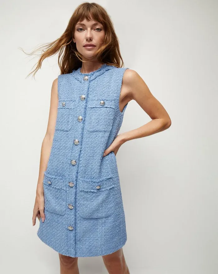 Dresses Shop Veronica Beard Laurel Tweed Dress Skylight