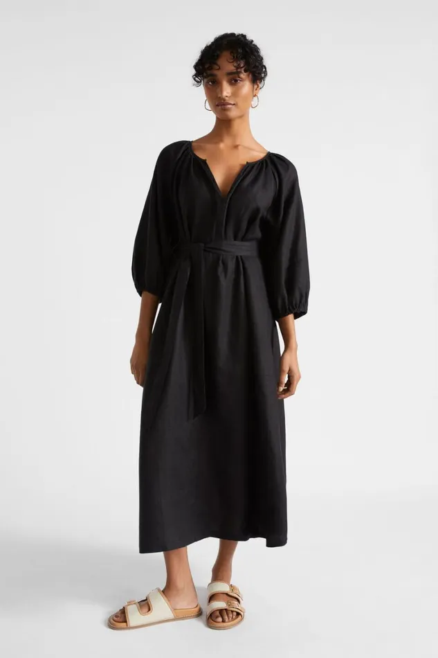 Dresses Woman Seed Heritage Core Linen Midi Dress Black