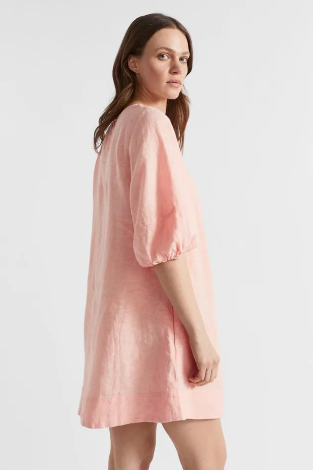 Dresses Woman Seed Heritage Core Linen Mini Dress Tulip Pink Crossdye