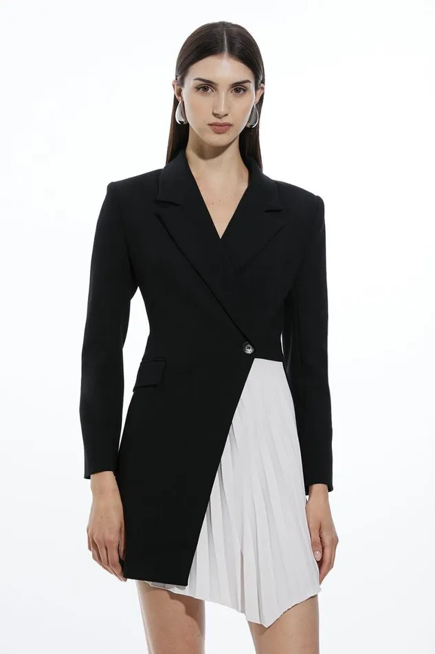 Dresses Women Karen Millen Compact Stretch Soft Tailored Panel Blazer Mini Dress Mono Dresses Women Karen Millen Compact Stretch Soft Tailored Panel Blazer Mini Dress Mono