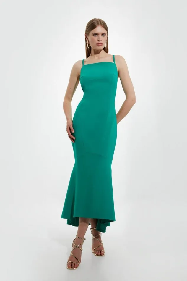 Dresses Women Karen Millen Compact Stretch Tailored High Low Hem Midi Dress Emerald Dresses Women Karen Millen Compact Stretch Tailored High Low Hem Midi Dress Emerald