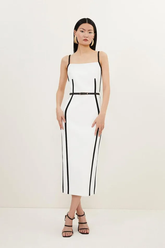 Dresses Women Karen Millen Petite Compact Stretch Contrast Tailored Belted Midi Dress Ivory Dresses Women Karen Millen Petite Compact Stretch Contrast Tailored Belted Midi Dress Ivory