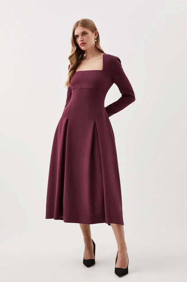 Dresses Women Karen Millen Petite Lydia Millen Clean Tailored Sweetheart Neckline Midi Dress