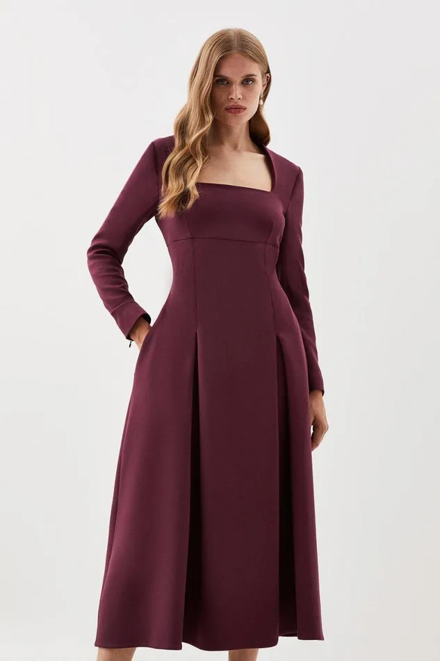 Dresses Women Karen Millen Petite Lydia Millen Clean Tailored Sweetheart Neckline Midi Dress