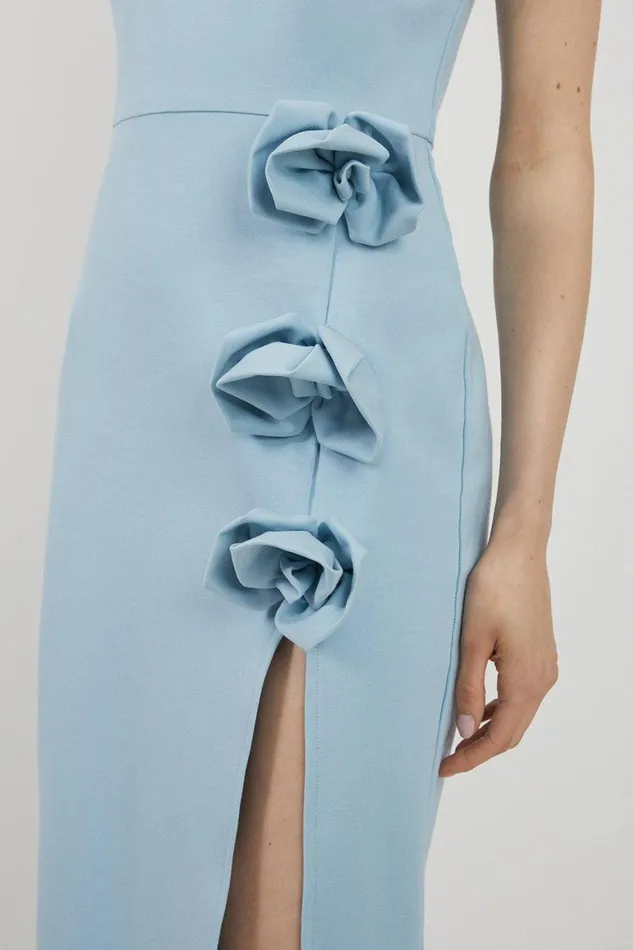 Dresses Women Karen Millen Petite Rosette Ponte Jersey Slit Maxi Dress Baby Blue