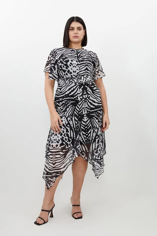 Dresses Women Karen Millen Plus Size Animal Print Georgette Woven Midi Dress Black Dresses Women Karen Millen Plus Size Animal Print Georgette Woven Midi Dress Black