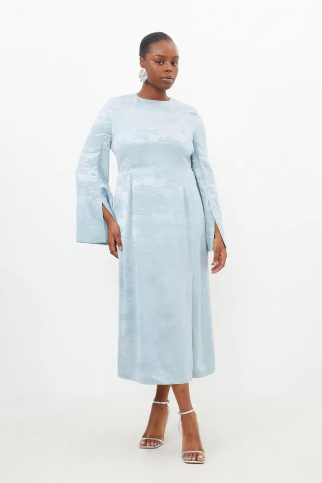 Dresses Women Karen Millen Plus Size Jacquard Woven Cut Out Back Midi Dress Blue Dresses Women Karen Millen Plus Size Jacquard Woven Cut Out Back Midi Dress Blue
