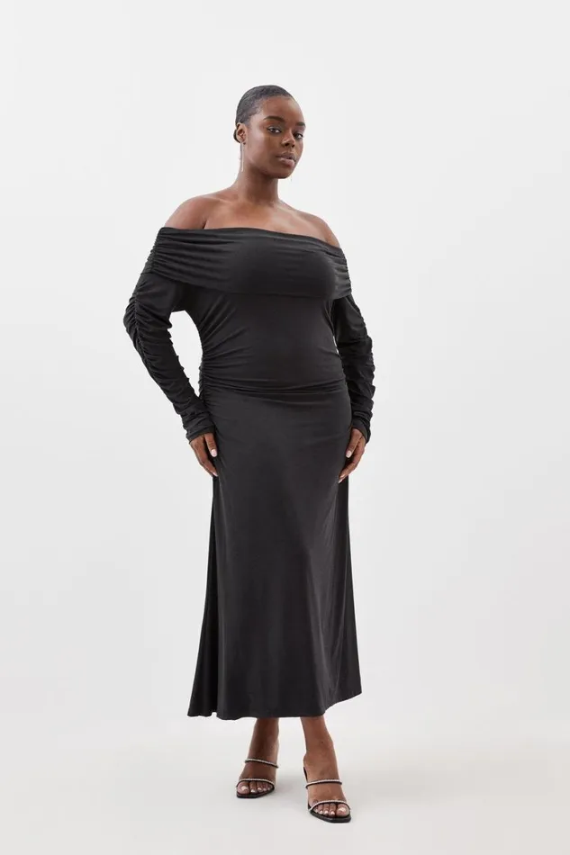Dresses Women Karen Millen Plus Size Soft Touch Slinky Jersey Bardot Maxi Dress Black Dresses Women Karen Millen Plus Size Soft Touch Slinky Jersey Bardot Maxi Dress Black