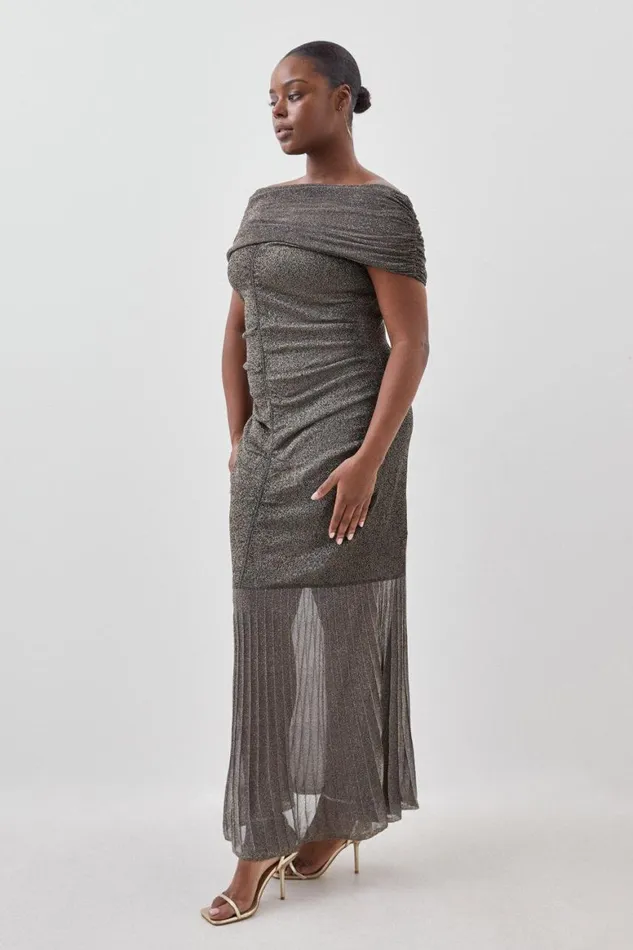 Dresses Women Karen Millen Plus Size Viscose Slinky Sparkle Bardot Knit Maxi Dress Gold Dresses Women Karen Millen Plus Size Viscose Slinky Sparkle Bardot Knit Maxi Dress Gold