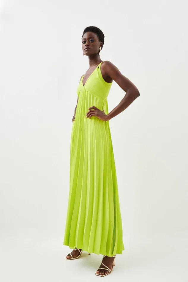 Dresses Women Karen Millen Soft Tailored Pleated Full Skirted Midaxi Dress Lime Dresses Women Karen Millen Soft Tailored Pleated Full Skirted Midaxi Dress Lime