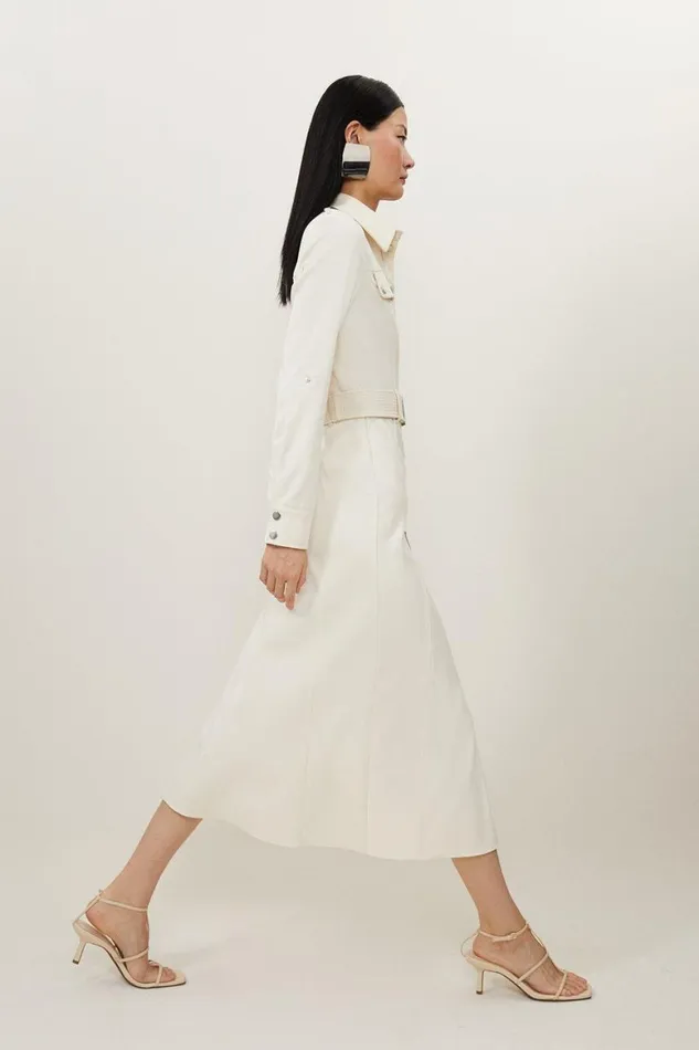 Dresses Women Karen Millen Tailored Belted Midi Shirt Dress Cream