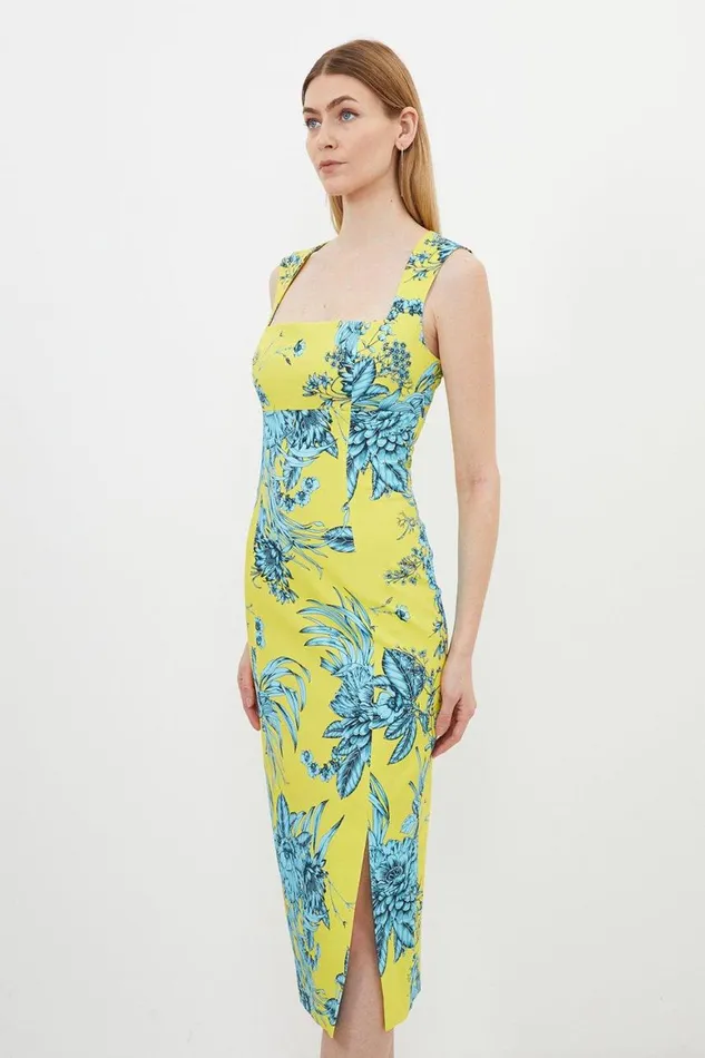 Dresses Women Karen Millen Tailored Hand Drawn Floral Square Neck Midi Dress Multi Dresses Women Karen Millen Tailored Hand Drawn Floral Square Neck Midi Dress Multi