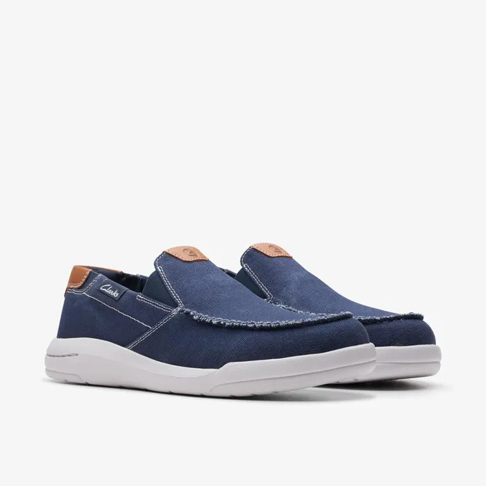 Driftlite Step Navy Combination Men Clarks Loafers and Slip Ons
